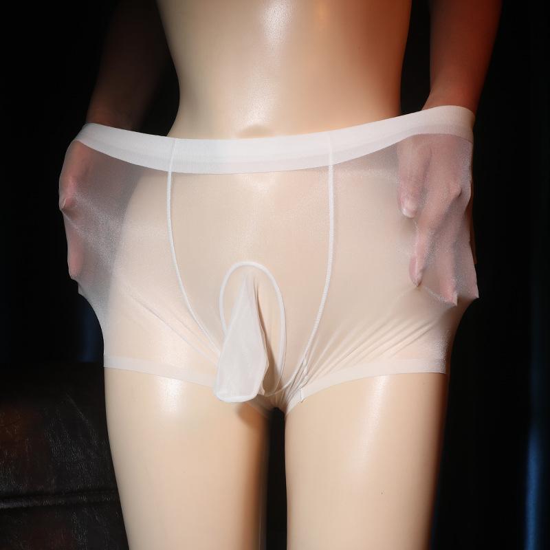 Hochwertige Herren-Boxershorts sexy jj Set Kugel-Trennung ölig nackt Eis Seide Große Größe transparente Strumpfhosen Höschen