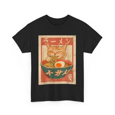 Katze Ramen Lustiges Japanisches Vintage Grafik T-Shirt Kawaii Anime T-Shirt