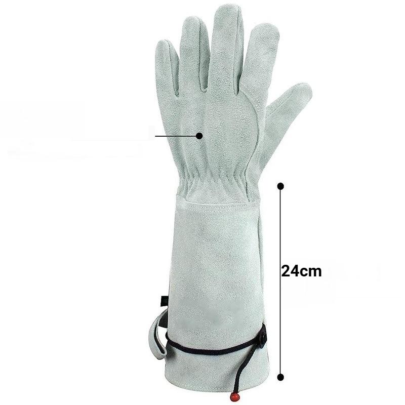 1 Pair Protective Cowhide Long Tube Gardening Gloves