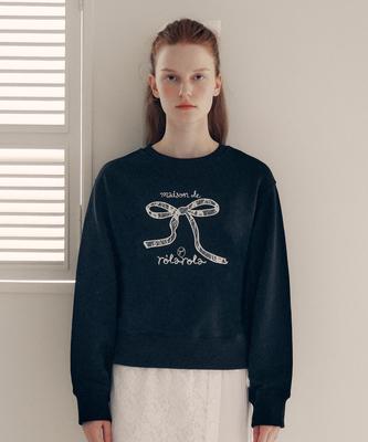 ROLAROLA Lace Ribbon Sweatshirt Black