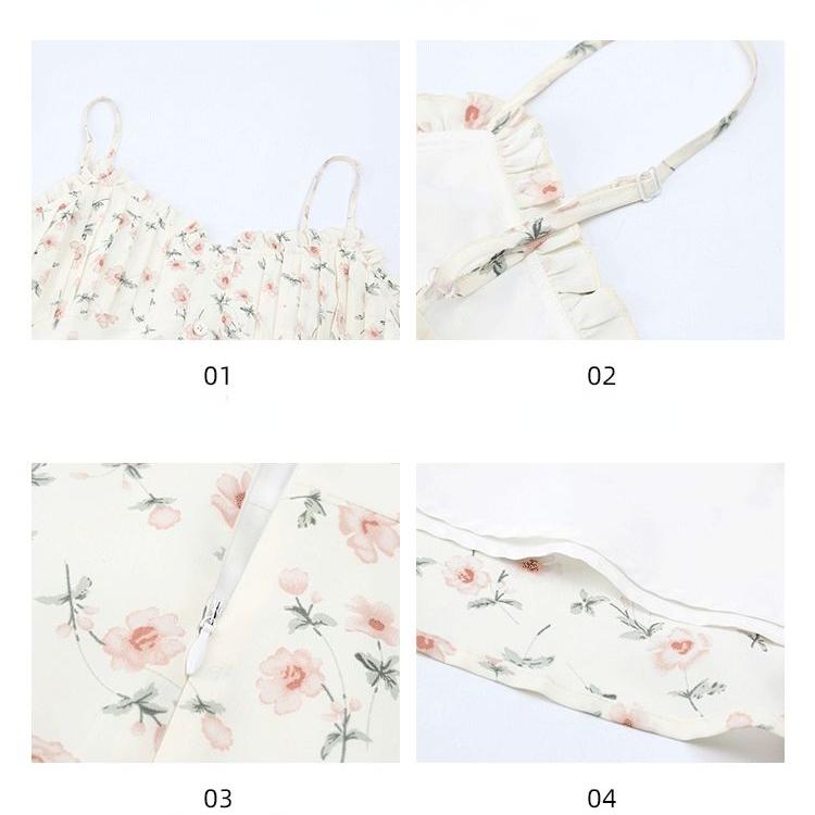Casual Dress Gentle Floral Halter Dress Thin Section of A Hundred with Thin Sleeveless Dresses