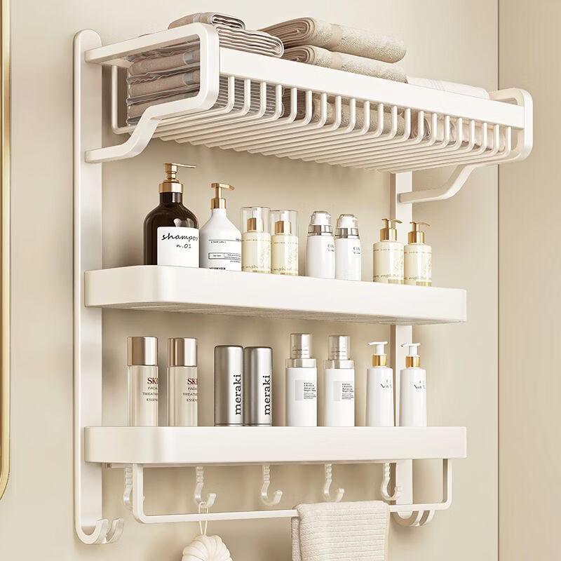 No-Drill Space Aluminum 3-Tier Towel Rack & Storage Shelf