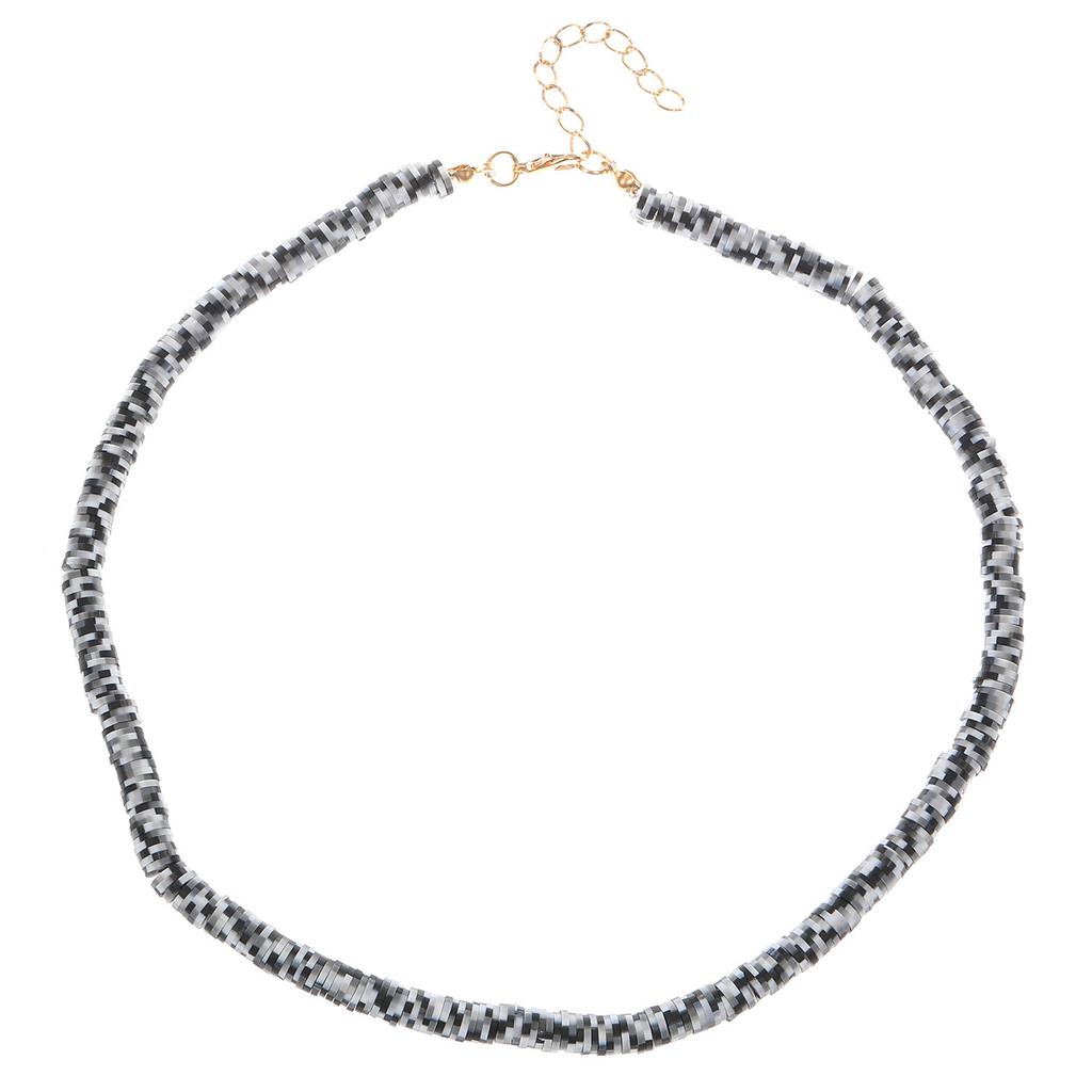 Bohemian men's necklace niche design personalized color splicing soft pottery disc clavicle chain women