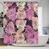 Modern Floral Shower Curtain Pink White Leaves Pattern for Bathroom Decor