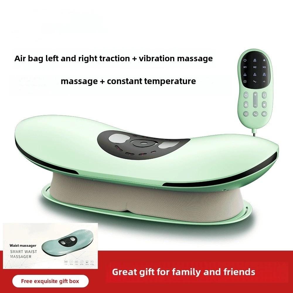Spine Support Back Massage Machine Electric Lumbar Traction Massager Adjustable Vibration Intensity Airbag Waist Massager зелёный
