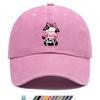 Pc Pink Cow Print Baseball Cap Printed Hat Distressed Vintage HipHop Style Hat Adjustable Size Comfortable Lightweight a
