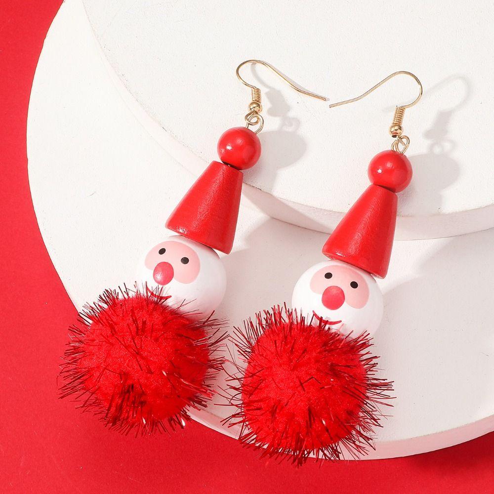 Decorated Christmas Elf Pendant Christmas Balls Santa Hat Dangle Earrings  Accessories