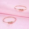 Purple Gold Three Round Beads Ring, Simple Temperament Color Gold Plated Rose Gold Ring