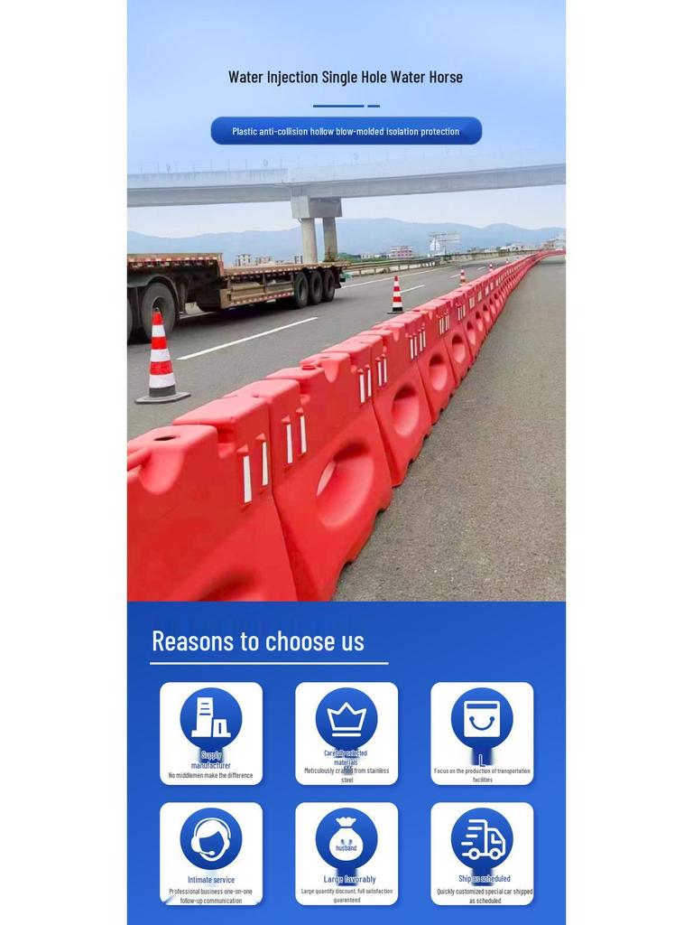 Portable Water-Filled Safety Barrier for Traffic and Road Construction