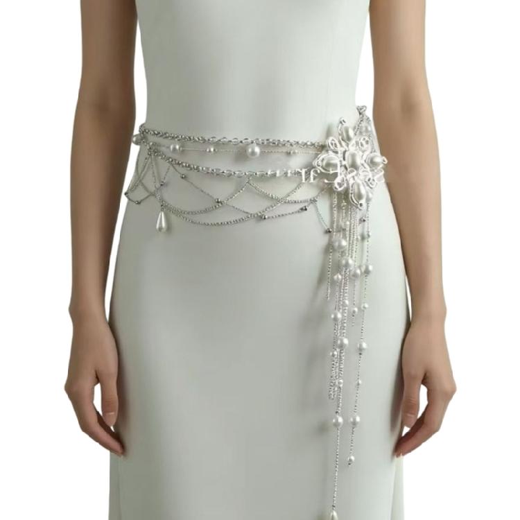 

Floral Pearls Beaded Tassels Waist Jewelry Adjustable Length 72 to 80cm for Women Body Chain Perfect Gift for Her 1