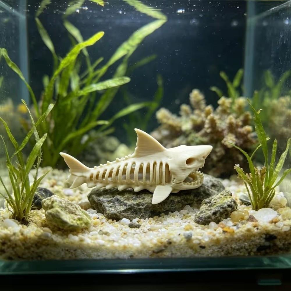 Skull Replica Shark Skeleton Hideaway House Unpainted Aquarium Underground Cave  Fish Tank