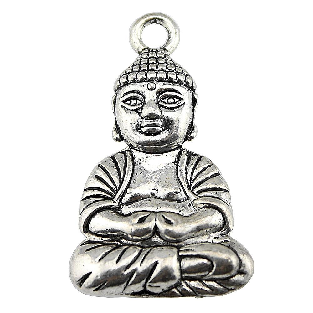 

2шт подвески Будды античное серебро цвет цинковый сплав 39х23мм