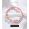 Erdbeerquarz Perlenarmband mit mattgrauem Mondstein und graviertem Pixiu-Anhänger für Damen, eleganter minimalistischer Stil