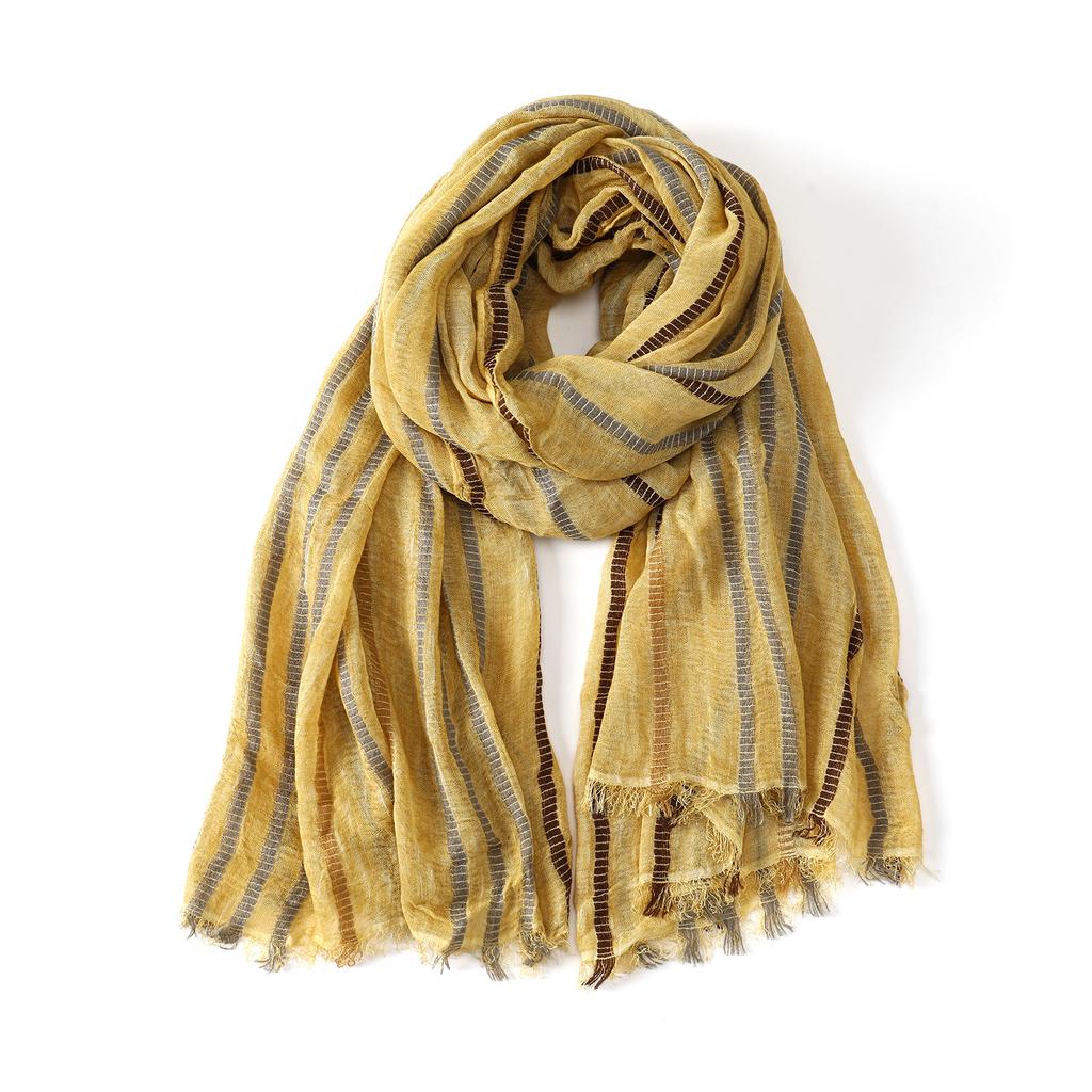 Fashion Striped Cotton Linen Scarf for Men