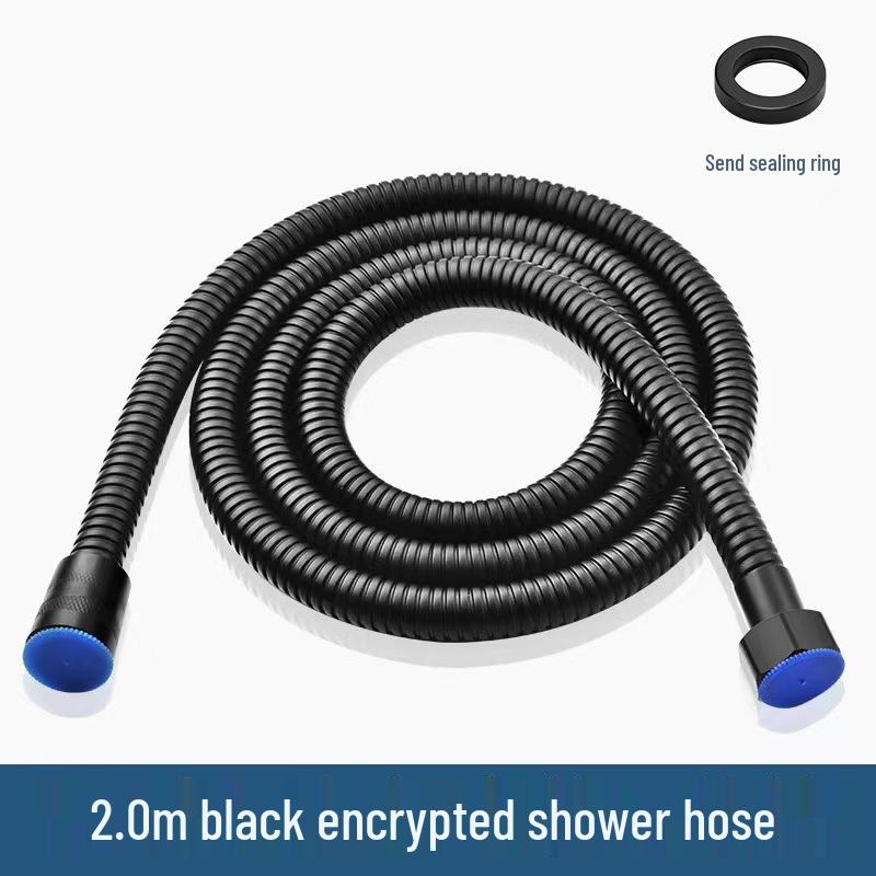 Five-Speed Frosted Black Shower Head & Booster Hose Set