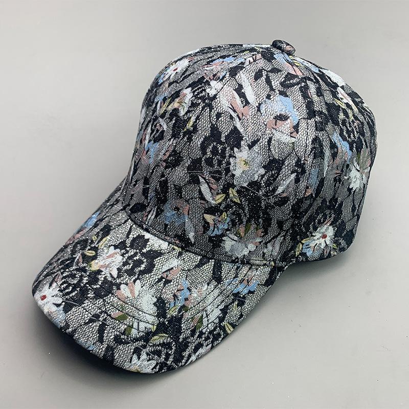Hip Hop Kpop Flower Ladies Baseball Cap Cotton Guochao Street Reflective Versatile Sports Breathable Sun Hat