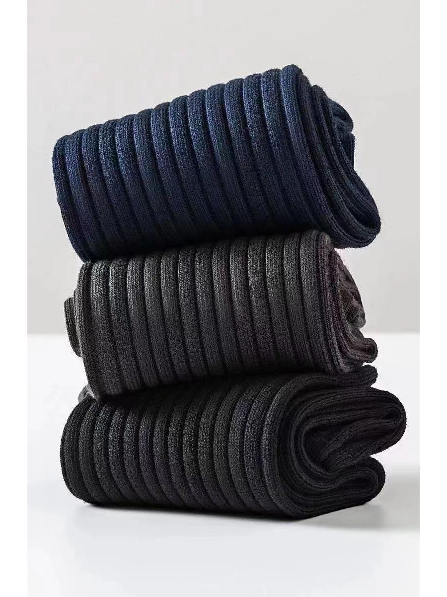 

Мужские хлопковые дезодорирующие спортивные носки, средней и длинной длины, модный утолщенный дизайн One Size чёрный