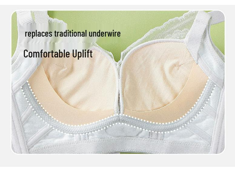 Women's Lace Push-Up Wireless Bra: Medium Thick, Anti-Sagging, Adjustable Support