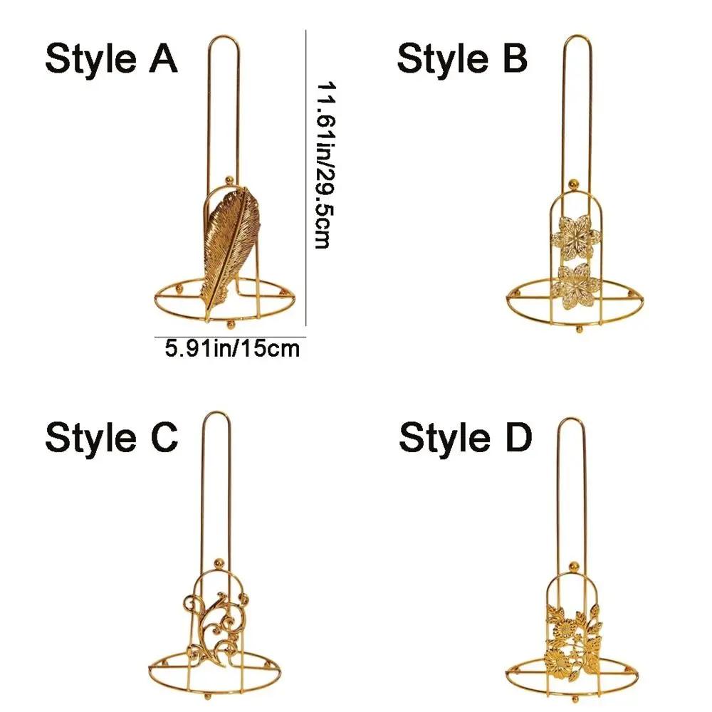 Iron Tree Paper Towel Holder Free Standing Gold Vertical Paper Shelf Decorative One-handed Tear Roll Paper Towel Holder