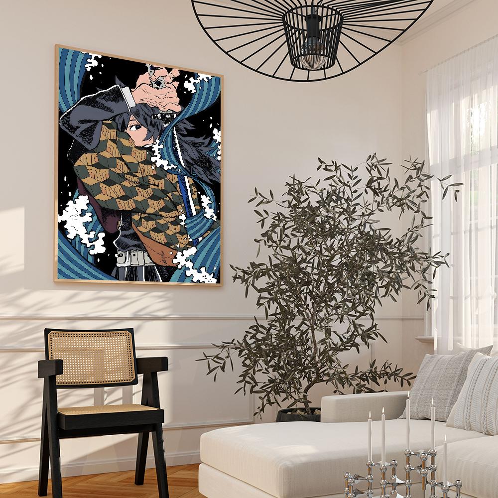 Demon Slayer Tomioka Giyuu DIY Sticky Poster Fancy Wall Sticker for Living Room Bar Decoration Wall Decor