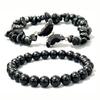 Set di 2 Braccialetti con Perline in Pietra Naturale a Forma di Farfalla, Catena da Polso a Strati, Gioiello Regalo per Donna