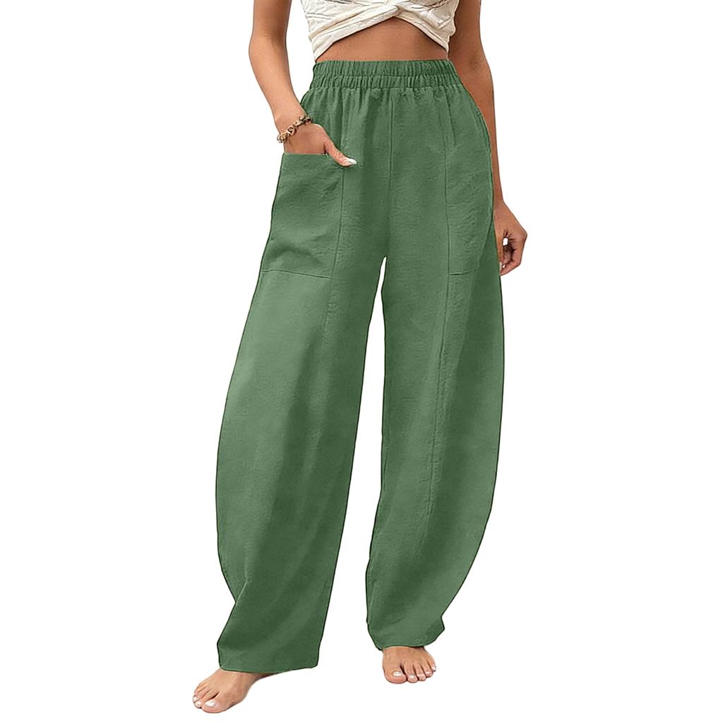 Women's Color Pants Straight Leg Pants With Pockets, Casual Wide Leg Pants