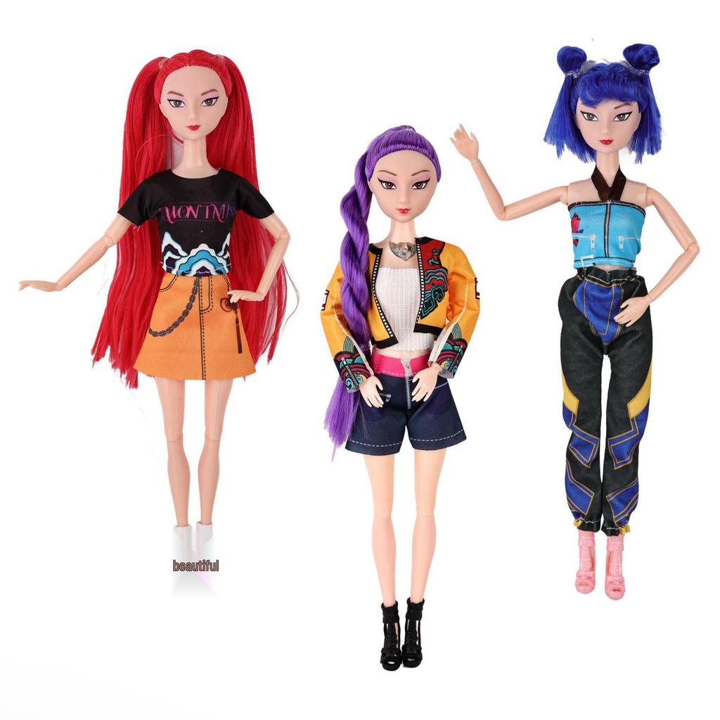 K-POP Demon Hunter Girl Group Doll with Music Accessories, 11.5" Soft Vinyl, 11 Joints