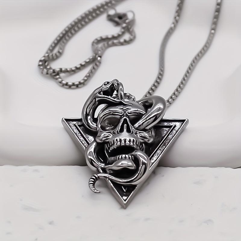 Hip Hop Skull Wrapped Around Snake Necklace Pendant