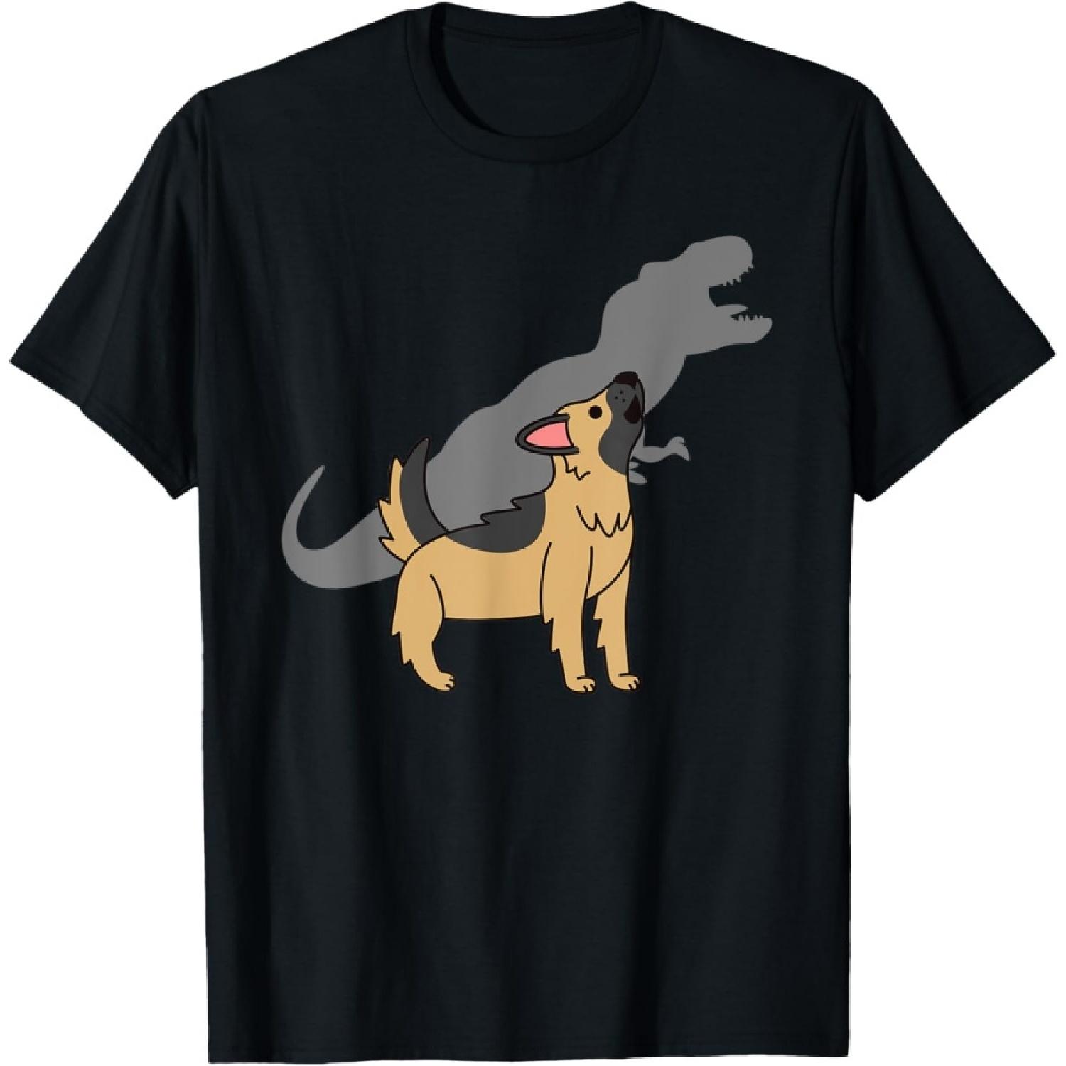 Футболка с изображением воющего динозавра Тираннозавра и немецкой овчарки S