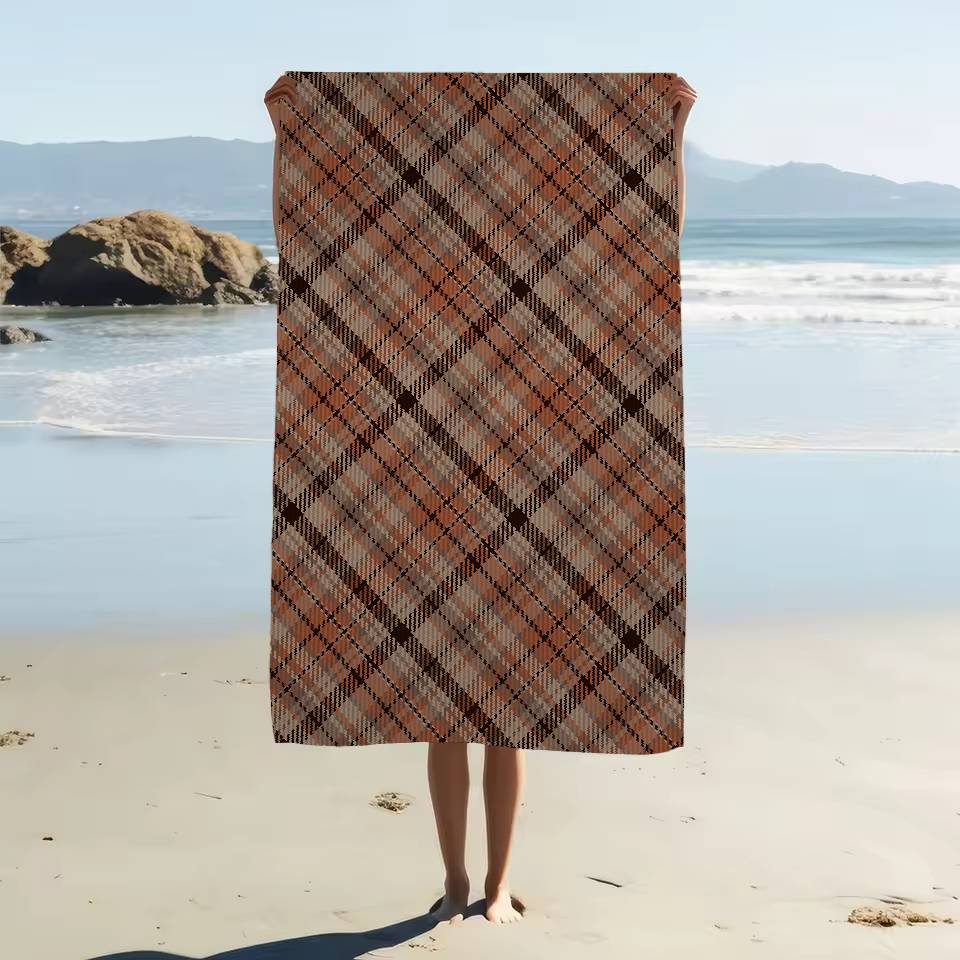 Scottish Tartan Print Beach Towel Colorful Bath Towels For Girl Microfiber Quick Dry Custom Sand Free Beach Yoga Spa Gym Pool
