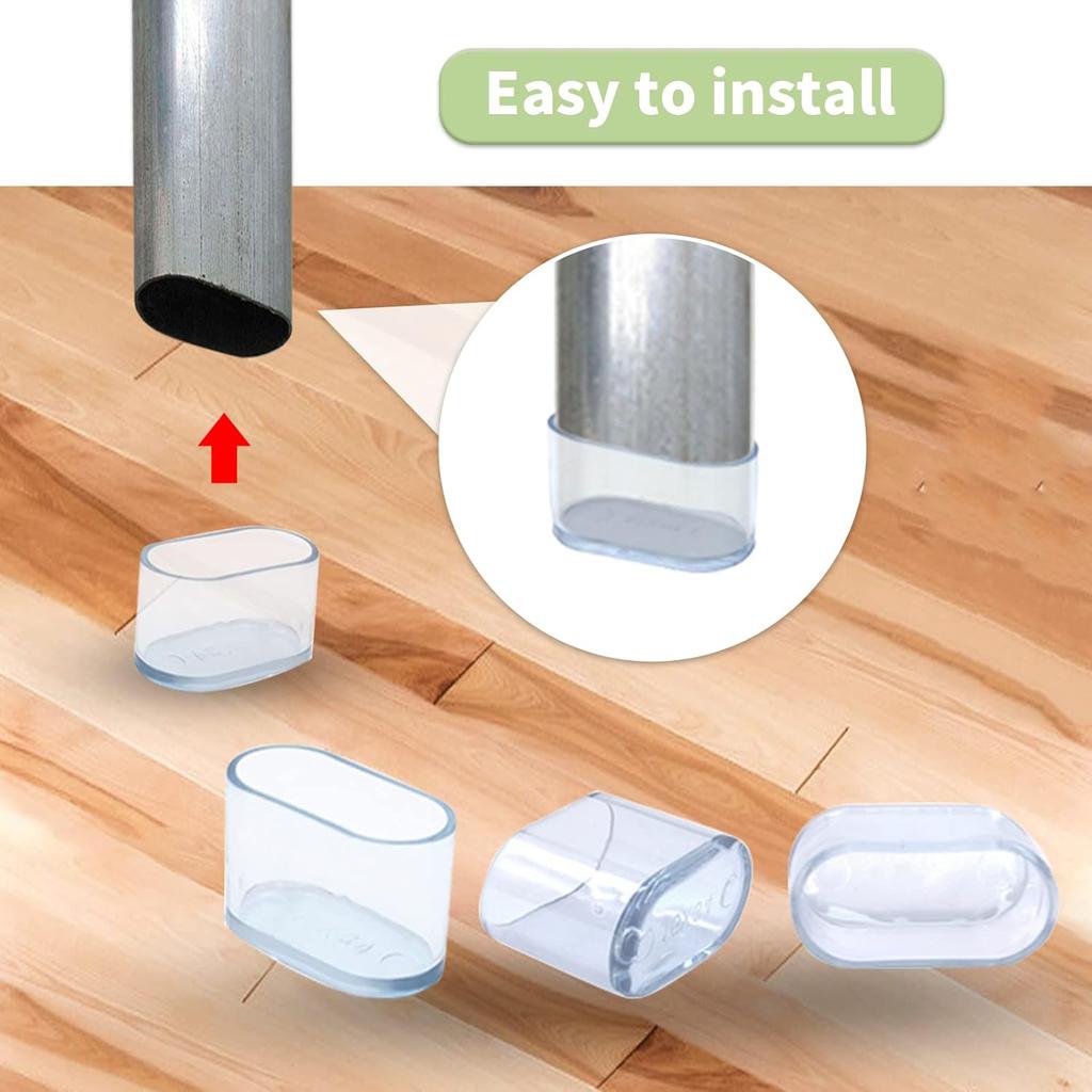 4Pcs Clear Silicone Oval Chair Leg Covers - Furnitures Feets Protectors, Oval Chair Leg Caps