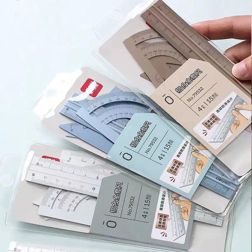 Ruler Drawing Geometry School Supplies Aluminium Ruler Set Examination Stationery Metal Rulers