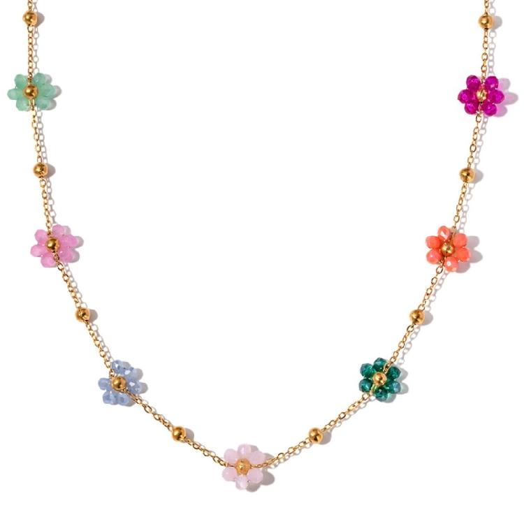 Unique Crystal Flower Bracelet/Necklace Handmade Accessories Gold Color Beads Chain Choker/Handchain for Everyday Wear