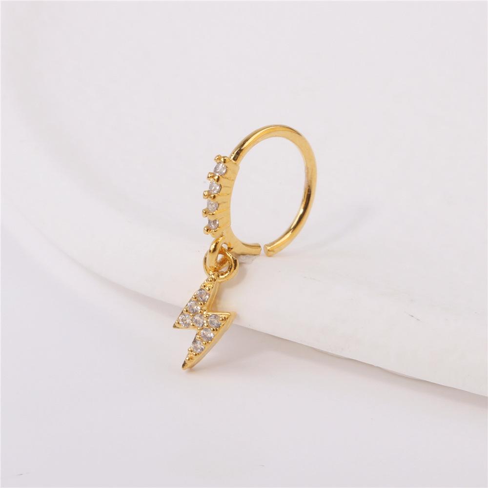 Women'S Fashion Pendant Nose Ring Hanging Lightning Full Drill Nose Ring Pendant Cartilage Earrings Jewelry