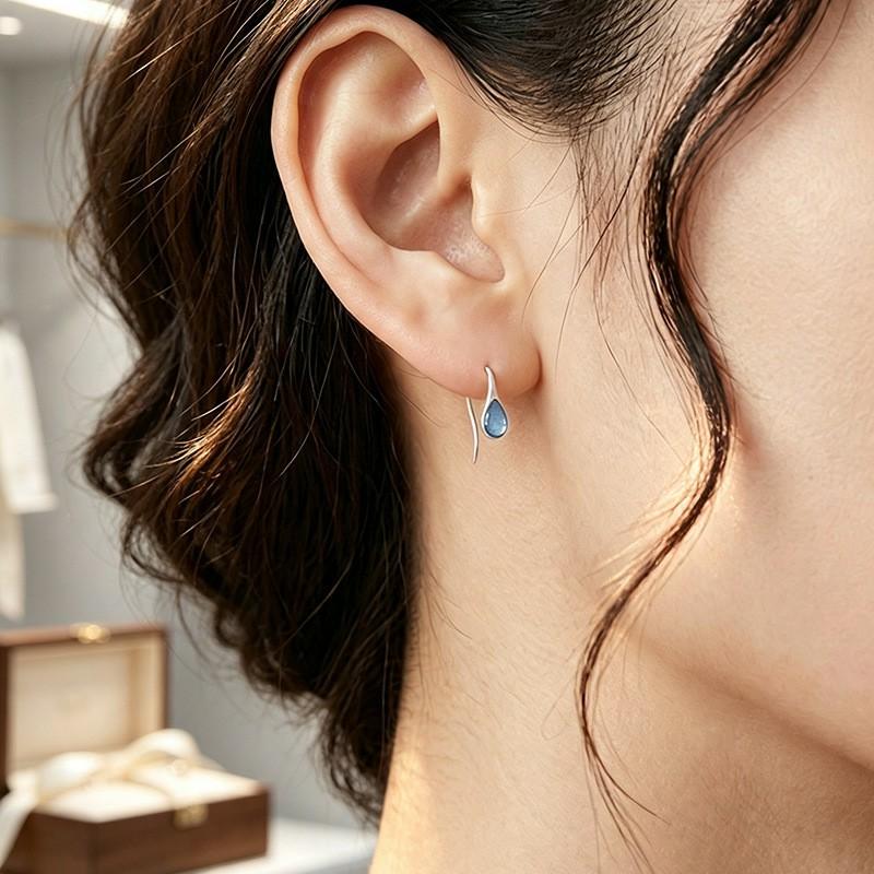 VENTFILLE 925 Sterling Silver Aquamarine Water Droplet Earring for Women Ear Eardrops Versatile Daily Jewelry Gift Dropshipping