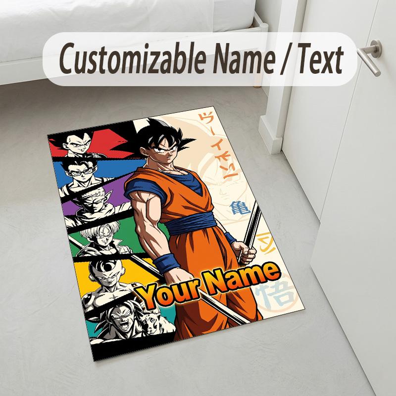Personalized Crystal Velvet Carpet,Dragon Ball Custom Printed Name, Plush Area Rug For Home Indoor Decor
