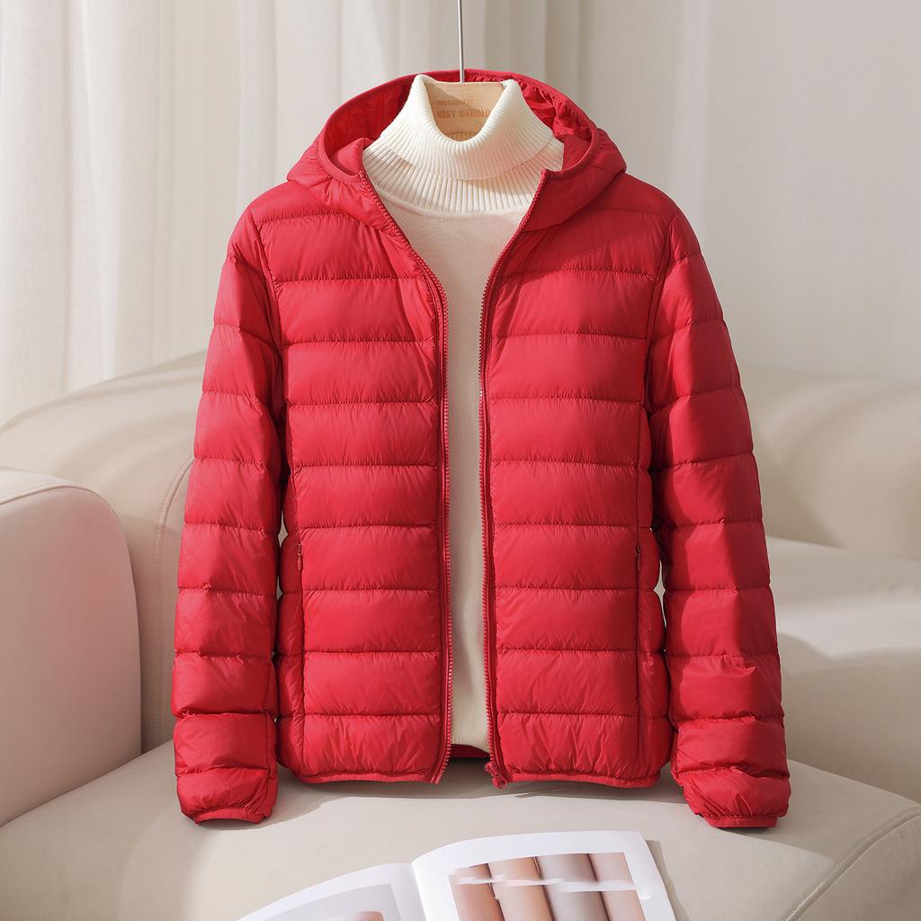 Women's Autumn and Winter Down Jacket Elegant Age-reducing Simple Fashion Commuting Warm Hooded Down Jacket