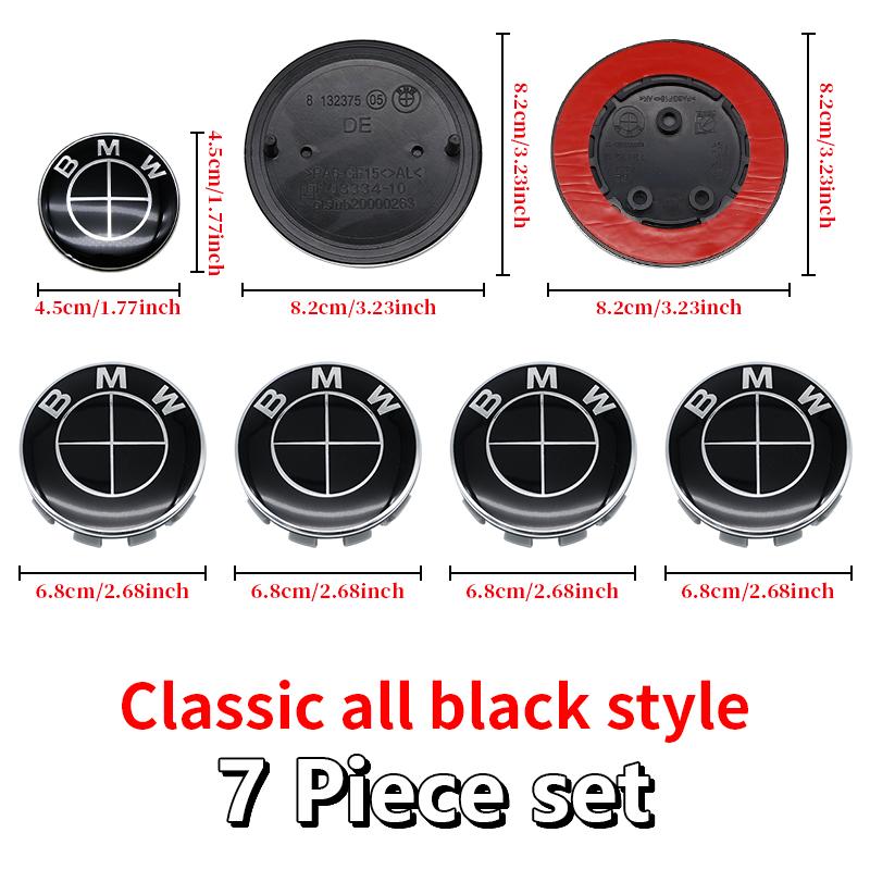 MLKQ6 All Black 82mm 74mm Car Front Rear Logo 68mm Wheel Hub Center Cover Steering Wheel Center Stickers For BMW E90 E87 F20 E46 F30
