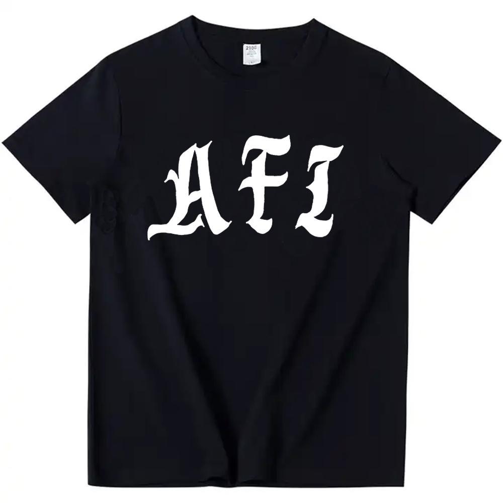 

Футболка с принтом логотипа Afi, летняя, с коротким рукавом, хлопковая, повседневная, модная, свободного кроя, мужская, унисекс, уличная одежда, с круглым вырезом, мужской топ S чёрный