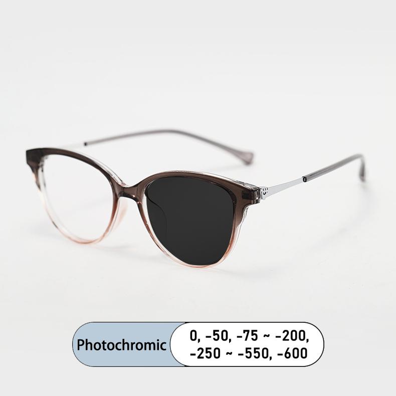 Japanese-style Cat-eye Small Frame Myopia Glasses Anti Blue Ray Prescription Photochromic Women Eyewear