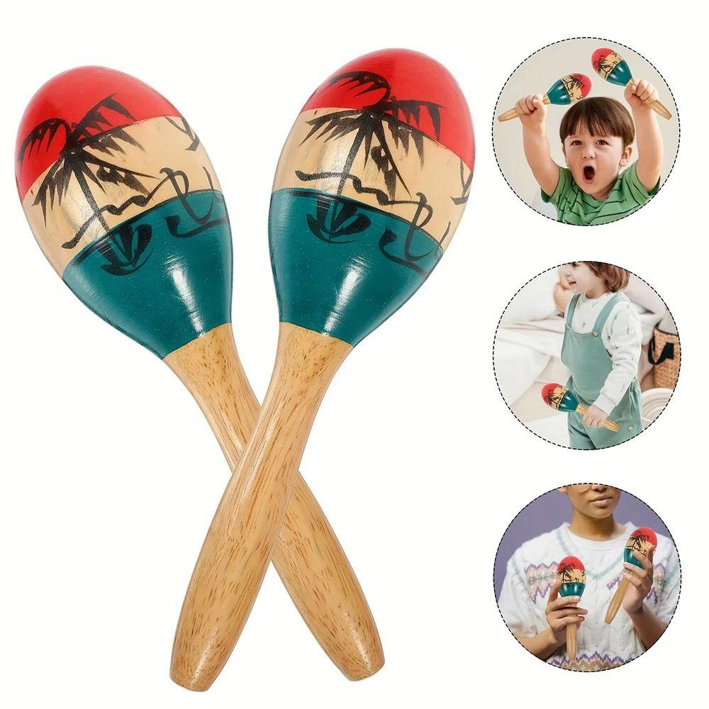 1Pair Wood Wooden Maracas Percussion Instruments Orff Instruments Durable Percussion Shakers