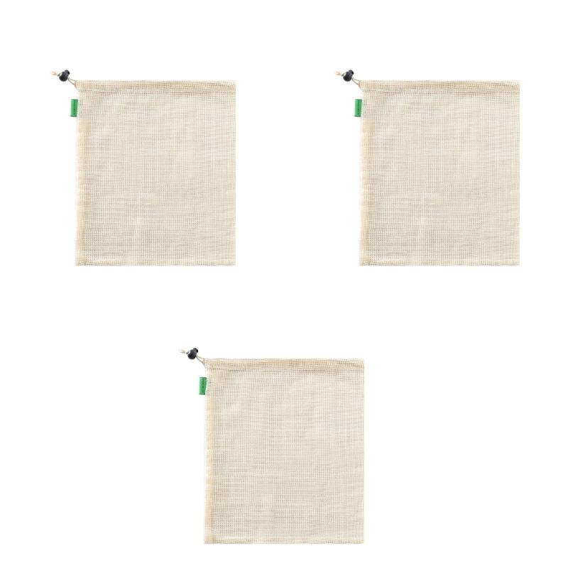 Breathable Cotton Drawstring Storage Bags Assorted Sizes For Freshness Produce Kitchen Organization Sustainable