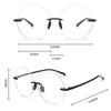 Diamond Cut Rimless Anti-UV Blue Rays Glasses Round Frame Ultralight Eyewear Women Men HD Vision