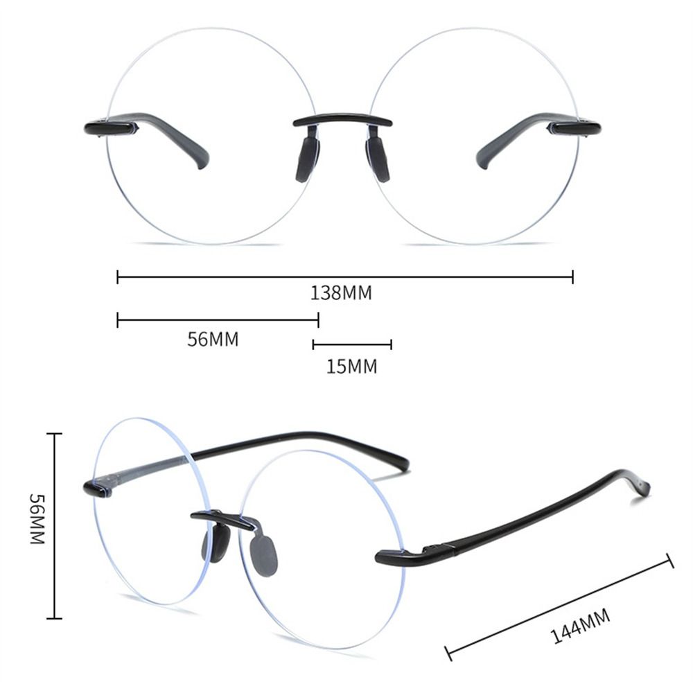 Diamond Cut Rimless Anti-UV Blue Rays Glasses Round Frame Ultralight Eyewear Women Men HD Vision