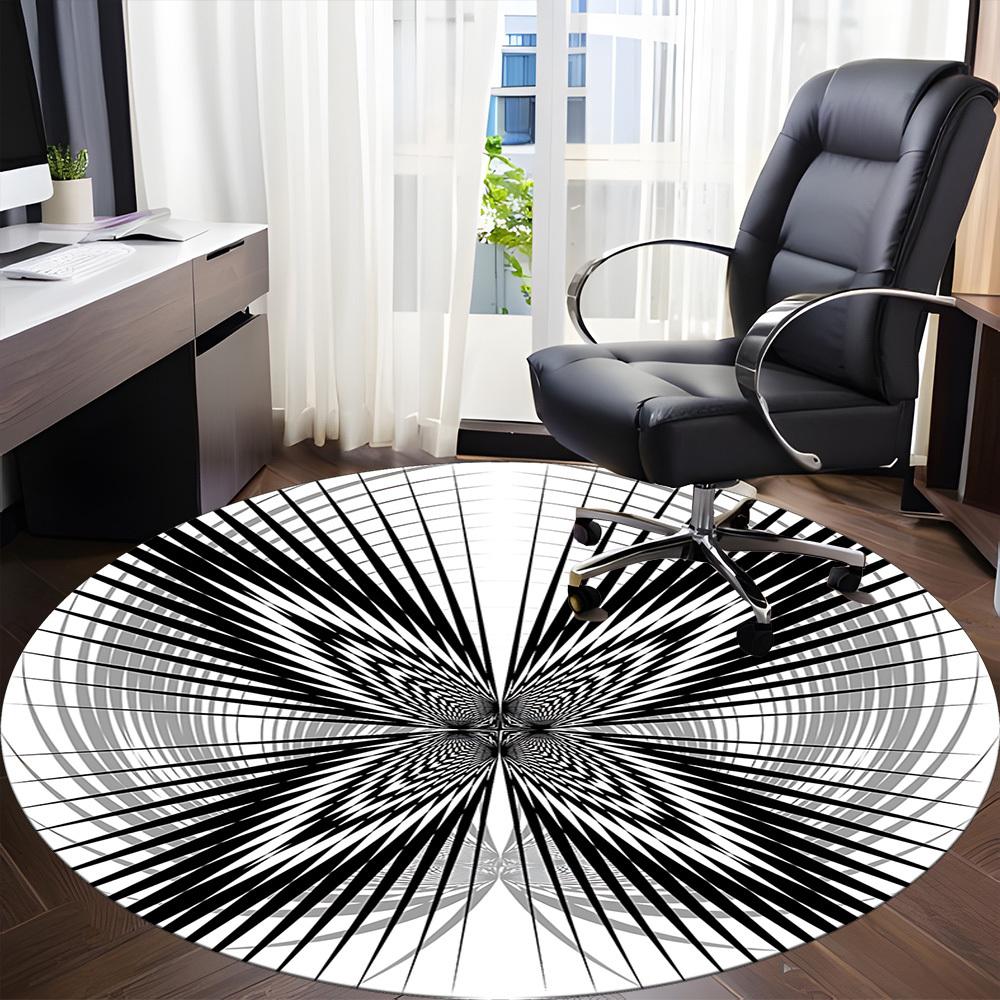 1pc Geometric Circle Pattern Chair Carpet for Office Non Slip, Machine Washable Rug for Office, Room Holiday Decor for Christmas, Birthday Polyester