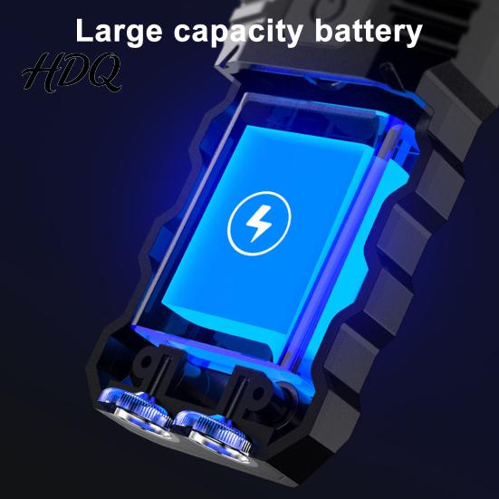 Outdoor Flashlight 1/2/3Pcs 180 Degrees Rotating Head Magnetic Dual Beam LED Degree Swivel Work Light USB Rechargeable Pocket-Size Camping EDC Lamp