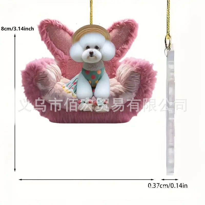 

Pink Adorable Cartoon Dog Sofa Car Decor Hanging Ornament Acrylic Material
