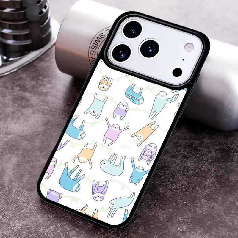 Kawaii Cute Sloth Phone Case for iPhone 17 16 15 Pro Max Air 14 13 12 11 Plus Shockproof Cover