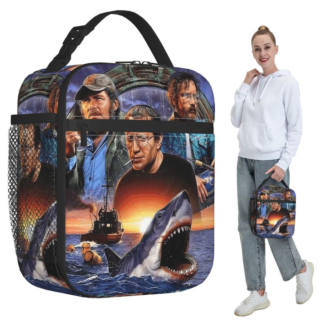 Jaws Horror Movie Insulated Lunch Bag for Women Office Cooler Thermal Food Box Tote Leakproof Lunch Boxes Container