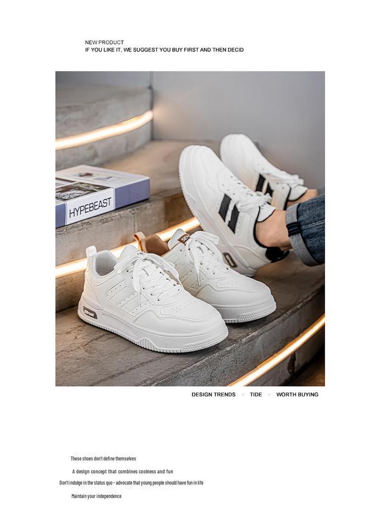 Men's Versatile White Summer Sneakers: Breathable Casual Thick-Soled Sports Shoes